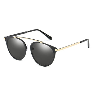 Cramilo Eyewear Sunglasses Gold - Black FRISCO | Modern Horn Rimmed Metal Frame Round Sunglasses