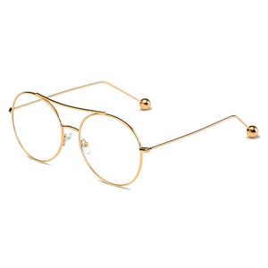 Cramilo Eyewear Sunglasses Gold/Clear EUREKA | Unisex Round Tinted Lens Aviator Clear Glasses Balled Sunglasses