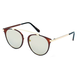 Cramilo Eyewear Sunglasses Gold - Gray - Maroon FRISCO | Modern Horn Rimmed Metal Frame Round Sunglasses