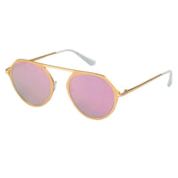 Cramilo Eyewear Sunglasses Gold - Pink DRESDEN | Modern Flat Top Slender Round Sunglasses