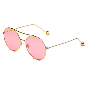 Cramilo Eyewear Sunglasses Gold/Pink EUREKA | Unisex Round Tinted Lens Aviator Clear Glasses Balled Sunglasses