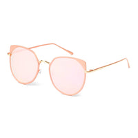 Cramilo Eyewear Sunglasses Gold - Pink HERSHEY | Women's Flat Lens Metal Frame Cat Eye Sunglasses