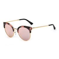 Cramilo Eyewear Sunglasses Gold - Pink - Marble Biloxi -  Women Half Frame Round Cat Eye Polarized Sunglasses
