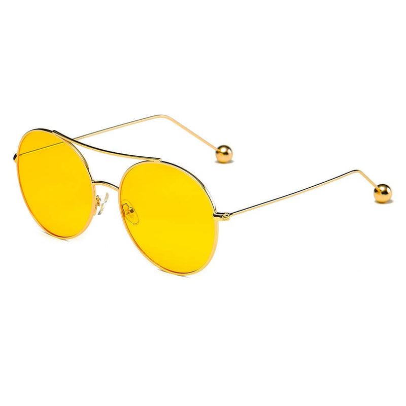 Cramilo Eyewear Sunglasses Gold/Yellow EUREKA | Unisex Round Tinted Lens Aviator Clear Glasses Balled Sunglasses