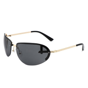 Cramilo Eyewear Sunglasses Golden/Black Oceandew - Retro Rimless Oval Tinted Fashion Round Sunglasses