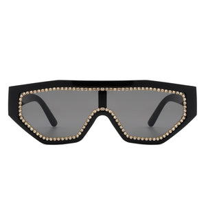 Cramilo Eyewear Sunglasses Goldleaf - Geometric Glitter Square Fashion Women Sunglasses