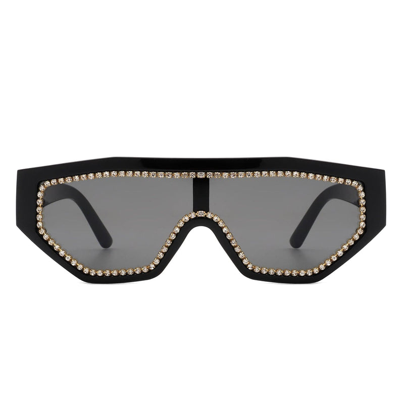 Cramilo Eyewear Sunglasses Goldleaf - Geometric Glitter Square Fashion Women Sunglasses