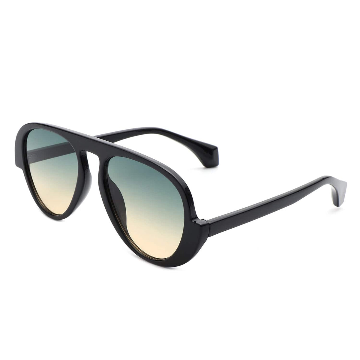 Cramilo Eyewear Sunglasses Gradient Blue Twinklez - Futuristic Fashion Chunky Vintage Inspired Aviator Sunglasses