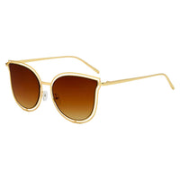 Cramilo Eyewear Sunglasses Gradient Brown DUNDEE | Women Round Cat Eye Fashion Sunglasses