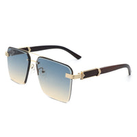 Cramilo Eyewear Sunglasses Gradient Green Elysian - Retro Square Rimless Brow-Bar Tinted Fashion Sunglasses