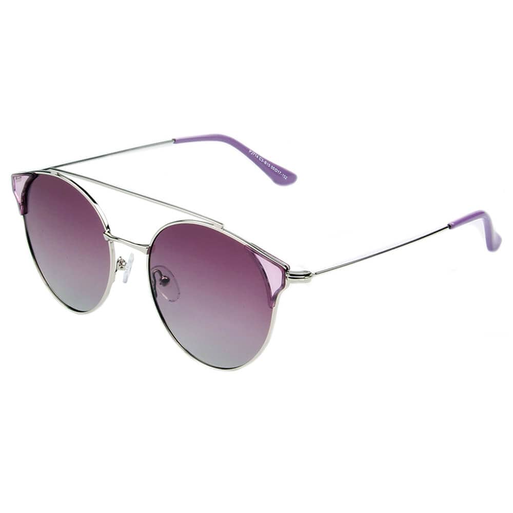 Cramilo Eyewear Sunglasses Gradient Purple Antequera | Women Round Polarized Brow-Bar Cat Eye Fashion Sunglasses