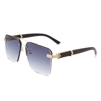 Cramilo Eyewear Sunglasses Gradient Purple Elysian - Retro Square Rimless Brow-Bar Tinted Fashion Sunglasses