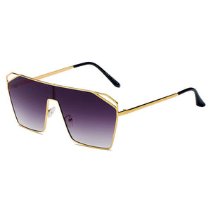 Cramilo Eyewear Sunglasses Gradient Purple LAVAL | S2071 - Flat Top Metal Oversize Square Fashion Sunglasses