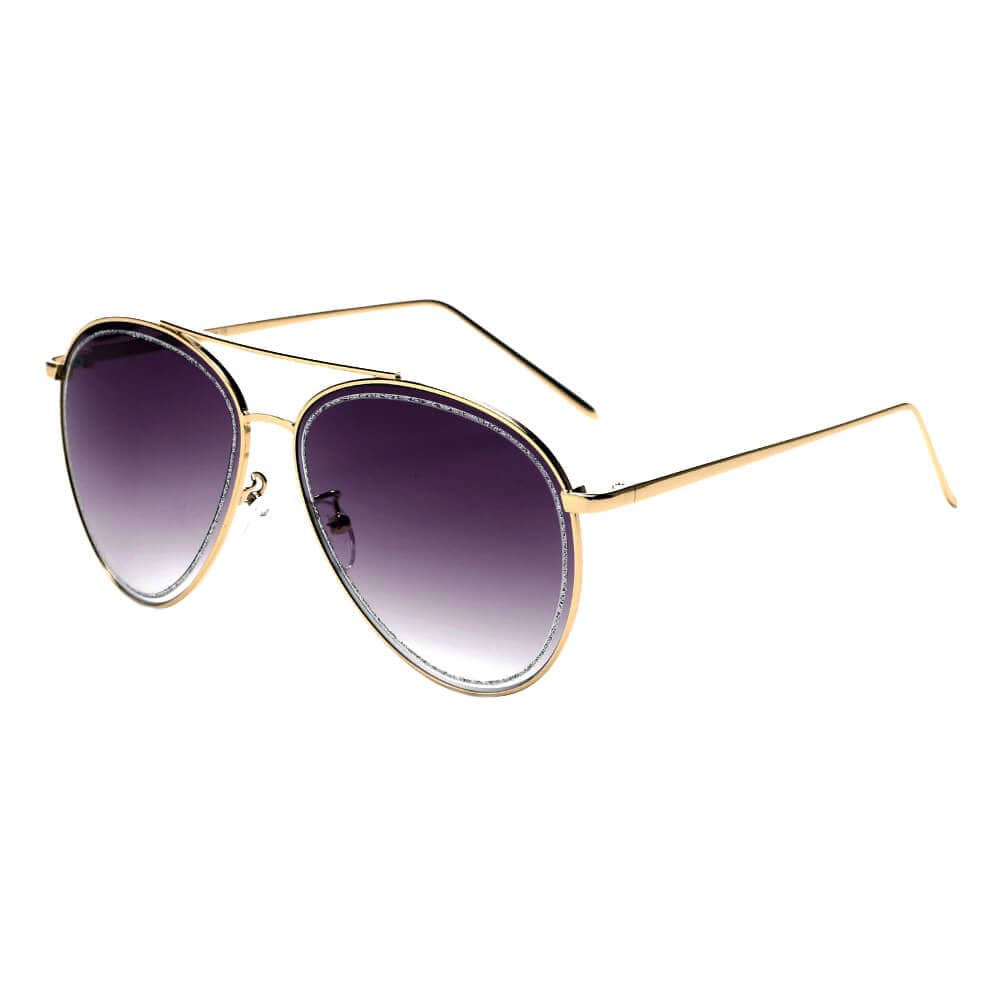 Cramilo Eyewear Sunglasses Gradient Purple NAMPA | Women Glitter Rimmed Fashion Aviator Sunglasses