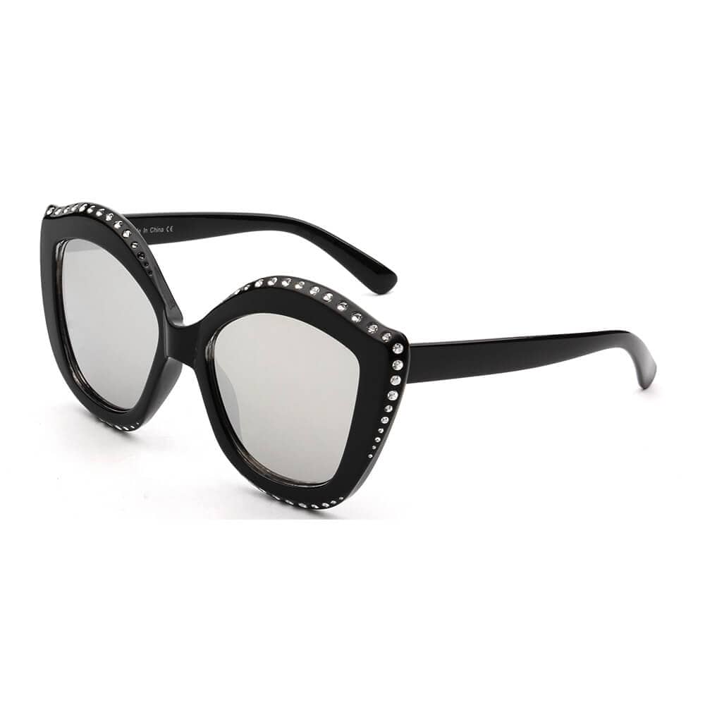 Cramilo Eyewear Sunglasses Gray ANGOLA | Women Oversized Round Cat Eye Fashion Sunglasses