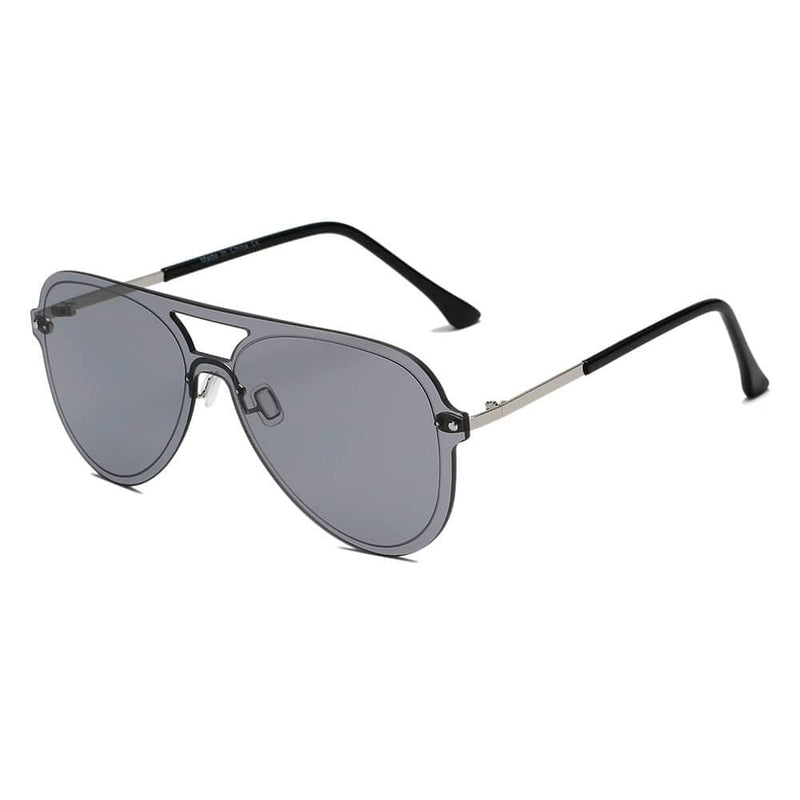 Cramilo Eyewear Sunglasses Gray BELFAST | Unisex Flat Single Lens Aviator Fashion Sunglasses