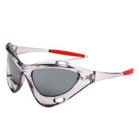 Cramilo Eyewear Sunglasses Gray Dotrijan - Geometric Wrap Around Chunky Square Sport Sunglasses