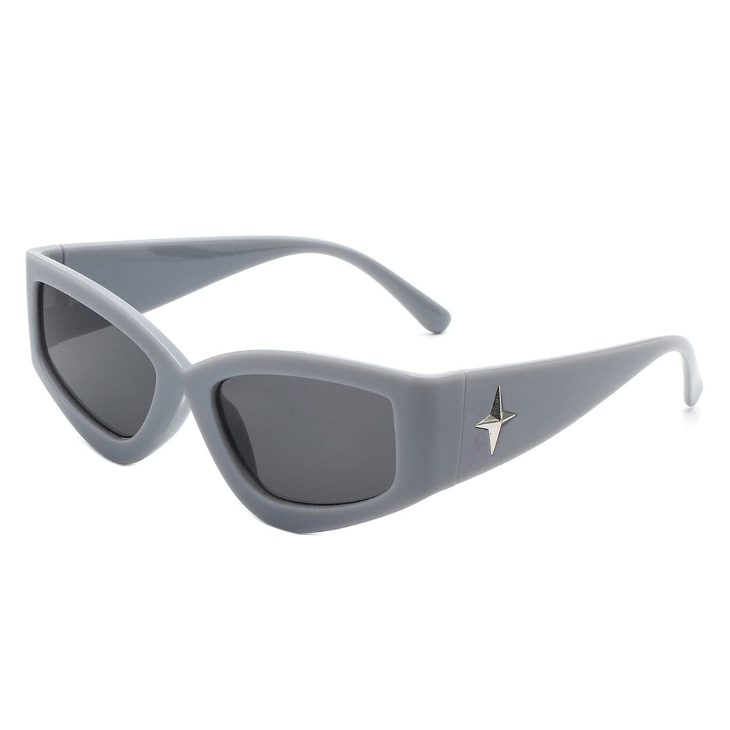 Cramilo Eyewear Sunglasses Gray Eonix - Rectangle Geometric Tinted Chunky Square Sunglasses