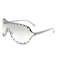 Cramilo Eyewear Sunglasses Gray Evanesce - Oversize Rhinestone Design Fashion Women Aviator Sunglasses