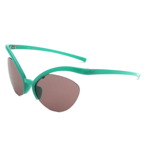 Cramilo Eyewear Sunglasses Green Astrein - Rimless Futuristic Oval Irregular Fashion Cat Eye Sunglasses