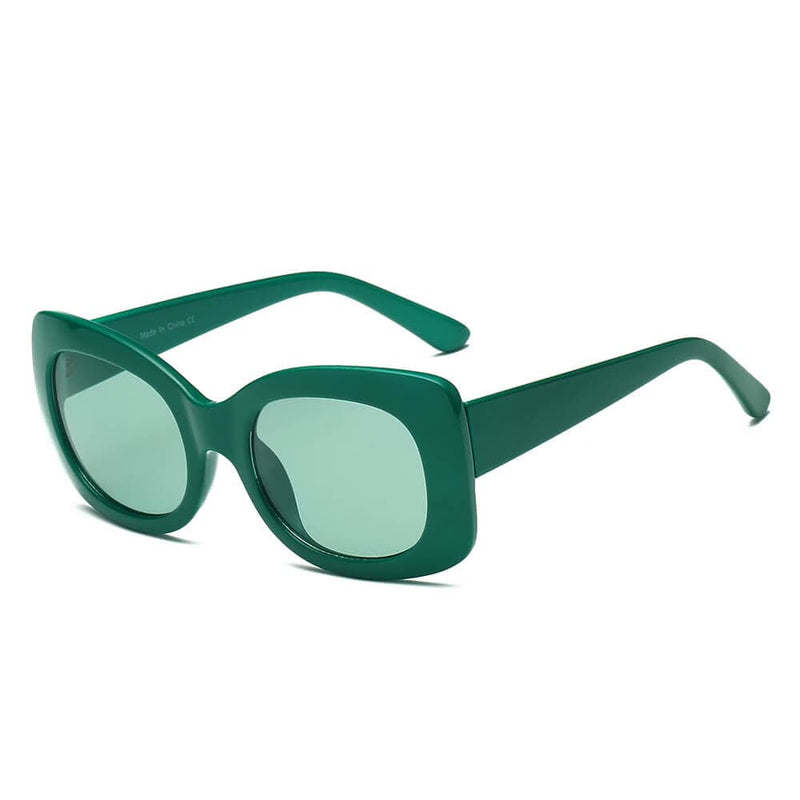 Cramilo Eyewear Sunglasses Green BAKU | Women Fashion Retro Rectangle Oversize Sunglasses