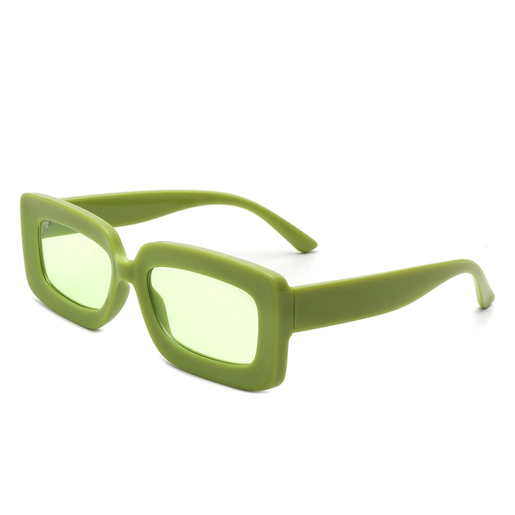 Cramilo Eyewear Sunglasses Green Celestra - Rectangle Flat Lens Fashion Tinted Square Sunglasses