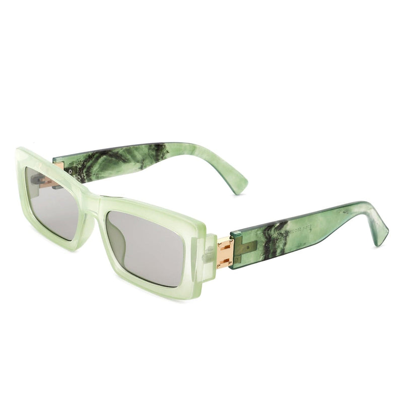 Cramilo Eyewear Sunglasses Green Illumyne - Retro Narrow Rectangle Flat Top Slim Fashion Sunglasses