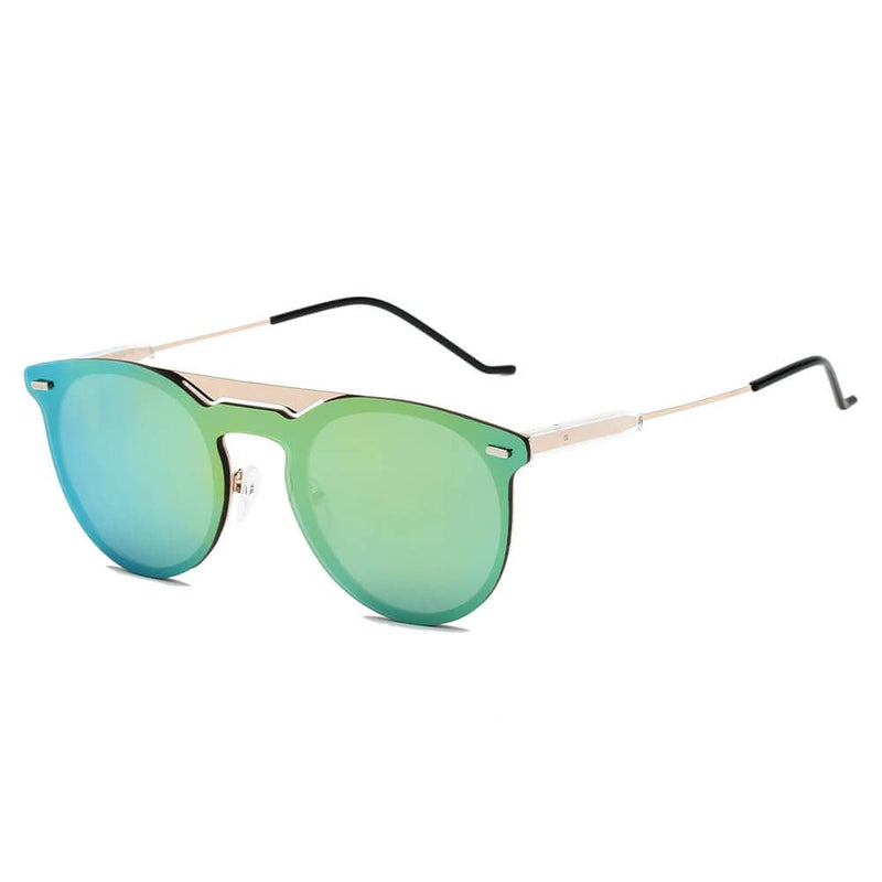 Cramilo Eyewear Sunglasses Green INDIO | Retro Mirrored Brow-Bar Design Circle Round Fashion Sunglasses