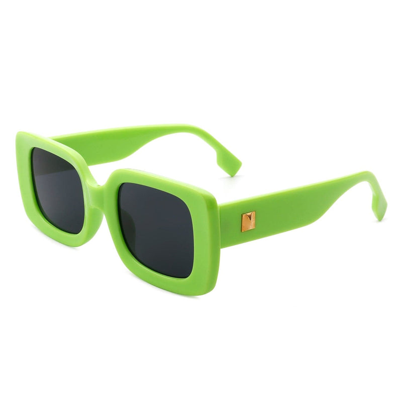 Cramilo Eyewear Sunglasses Green Jadestone - Square Retro Flat Top Fashion Sunglasses