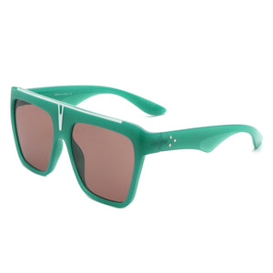 Cramilo Eyewear Sunglasses Green Kallias - Oversize Square Flat Top Large Fashion Women Sunglasses