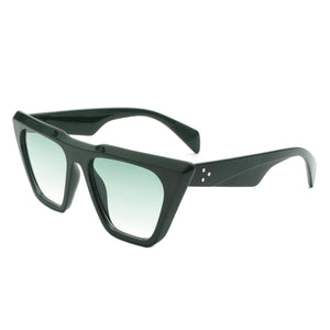 Cramilo Eyewear Sunglasses Green Lyra - Square Retro Oversize Flat Top Fashion Cat Eye Sunglasses