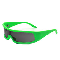 Cramilo Eyewear Sunglasses Green Orion - Futuristic Wrap Around Fashion Rectangle Shield Sunglasses