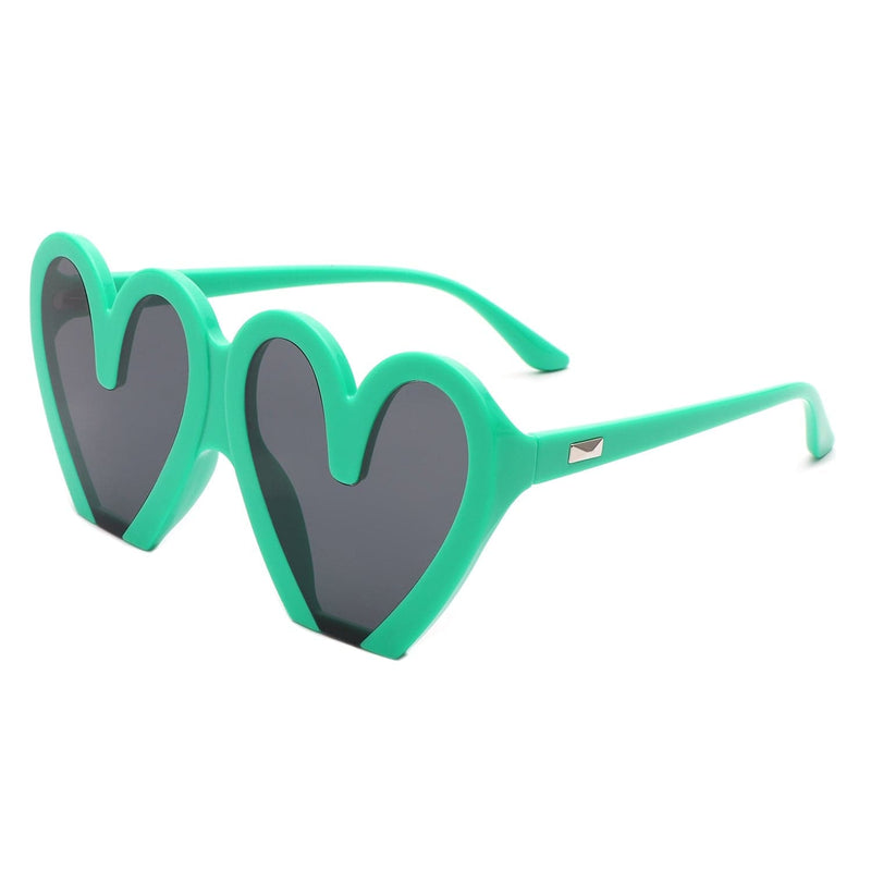 Cramilo Eyewear Sunglasses Green Skylette - Heart Shaped Oversized Party Fashion Sunglasses