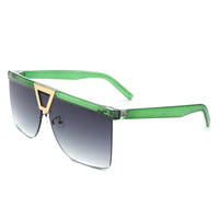 Cramilo Eyewear Sunglasses Green Starview - Oversize Half Frame Tinted Fashion Square Sunglasses