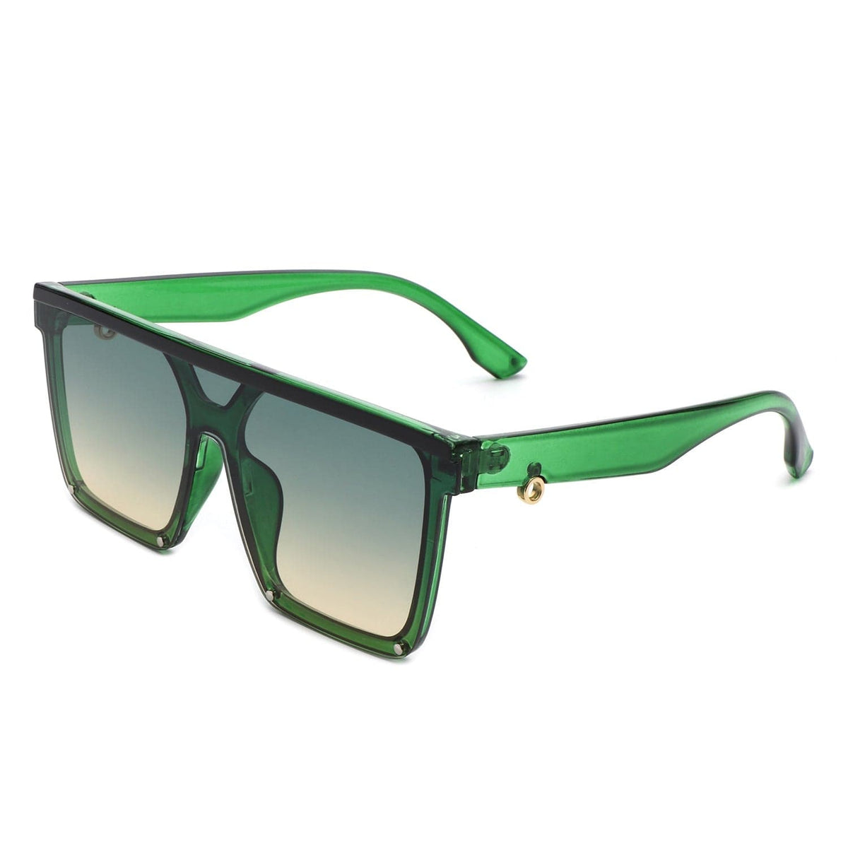 Cramilo Eyewear Sunglasses Green Sunquest - Square Flat Top Women Fashion Oversize Sunglasses