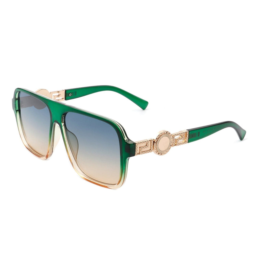 Cramilo Eyewear Sunglasses Green Violetra - Retro Square Aviator Style Vintage Flat Top Sunglasses