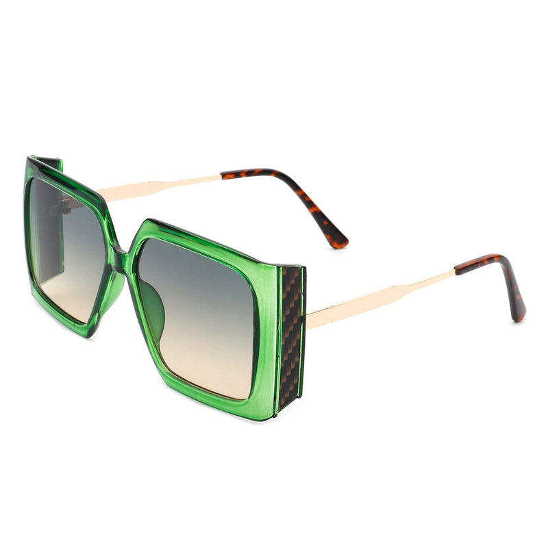 Cramilo Eyewear Sunglasses Green Yellowra - Women Oversize Retro Square Large Fashion Sunglasses