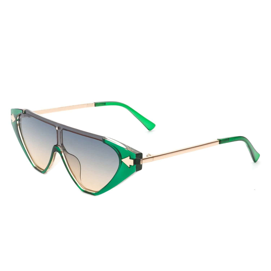 Cramilo Eyewear Sunglasses Green Zedillia - Triangle Mod Irregular Fashion Vintage Geometric Retro Sunglasses