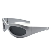 Cramilo Eyewear Sunglasses Grey Albion - Oval Wrap Around Retro Round Fashion Sunglasses