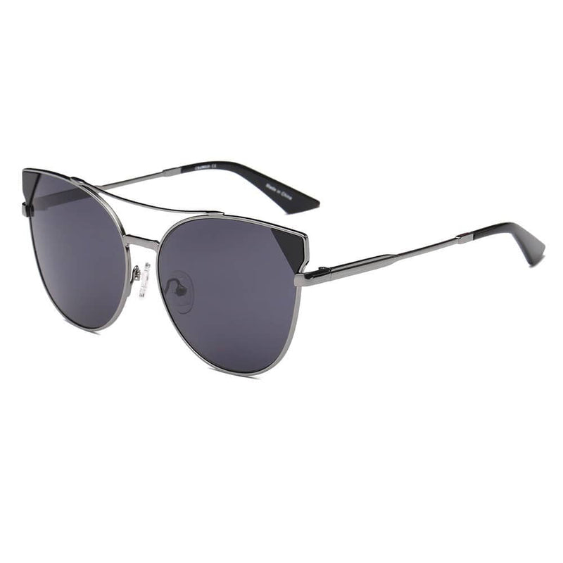 Cramilo Eyewear Sunglasses Gunmetal - Gray Aspen - Women Trendy Mirrored Lens Cat Eye Sunglasses