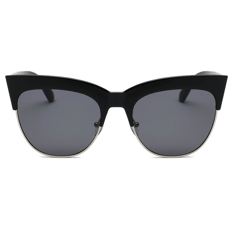 Cramilo Eyewear Sunglasses HENRIETTA | Women Half Frame Round Cat Eye Sunglasses