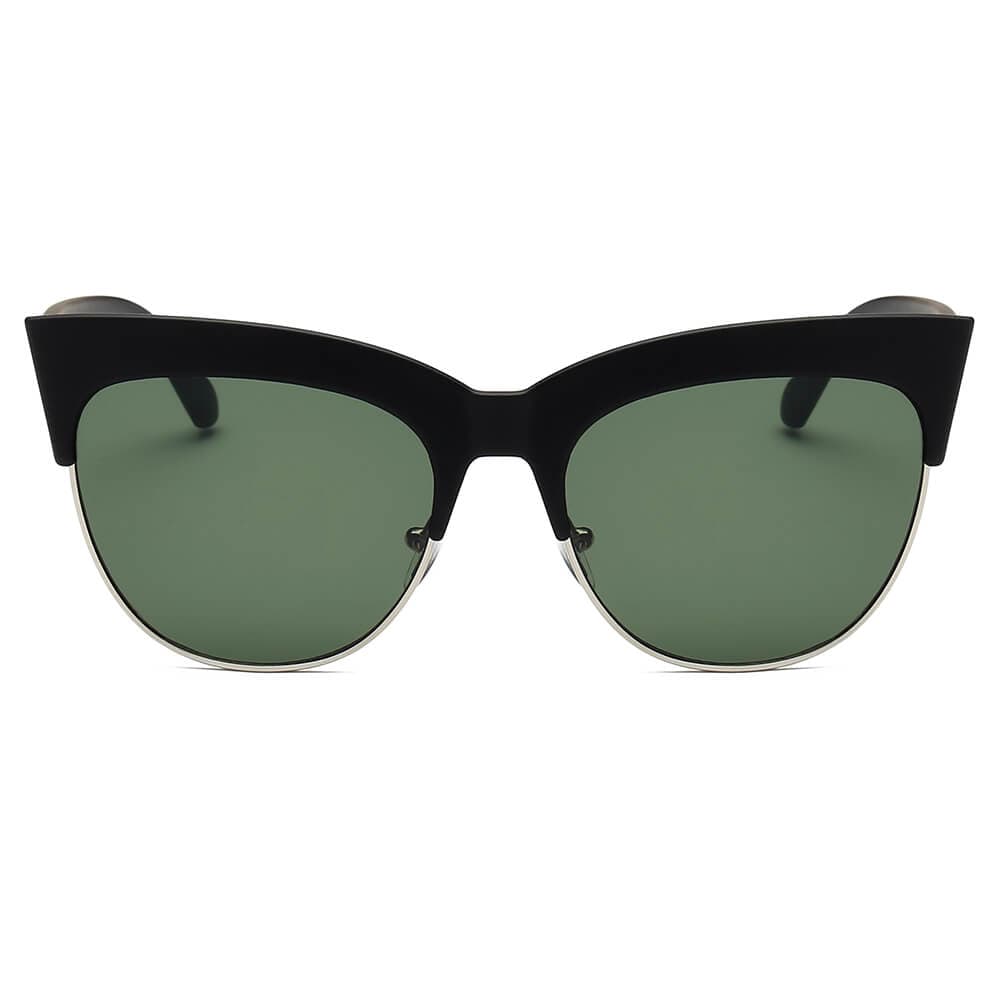 Cramilo Eyewear Sunglasses HENRIETTA | Women Half Frame Round Cat Eye Sunglasses