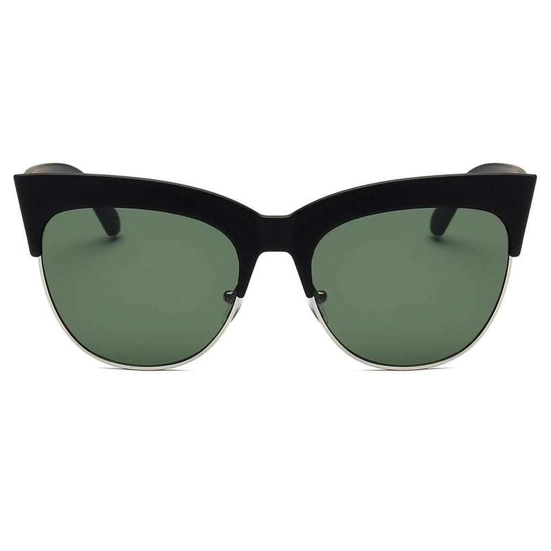 Cramilo Eyewear Sunglasses HENRIETTA | Women Half Frame Round Cat Eye Sunglasses