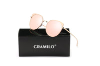 Cramilo Eyewear Sunglasses HERSHEY | Women's Flat Lens Metal Frame Cat Eye Sunglasses