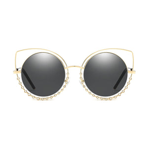 Cramilo Eyewear Sunglasses Holland - Pearl-Studded Cut-Out Cat Eye Princess Sunglasses