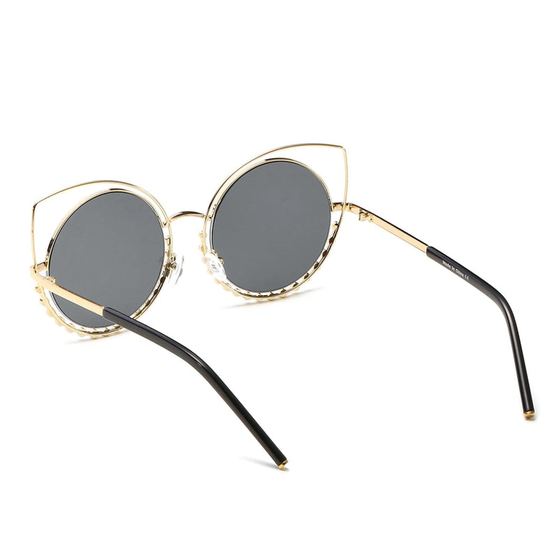 Cramilo Eyewear Sunglasses Holland - Pearl-Studded Cut-Out Cat Eye Princess Sunglasses