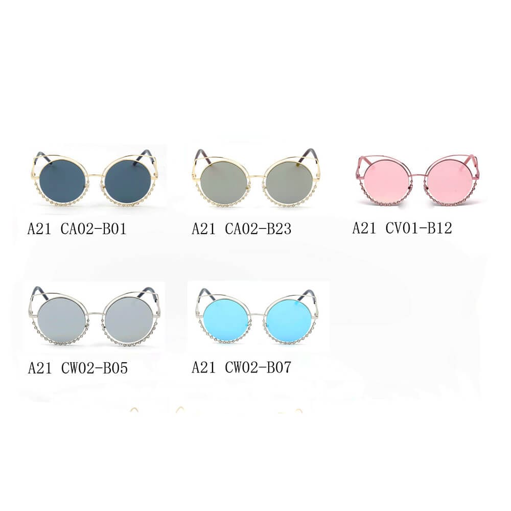 Cramilo Eyewear Sunglasses Holland - Pearl-Studded Cut-Out Cat Eye Princess Sunglasses