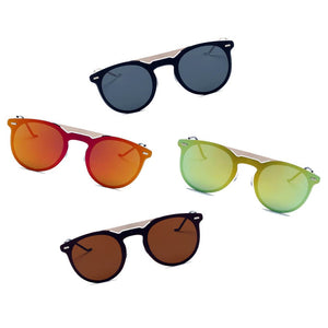 Cramilo Eyewear Sunglasses INDIO | Retro Mirrored Brow-Bar Design Circle Round Fashion Sunglasses