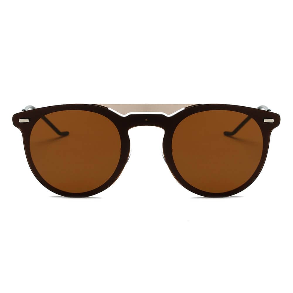 Cramilo Eyewear Sunglasses INDIO | Retro Mirrored Brow-Bar Design Circle Round Fashion Sunglasses