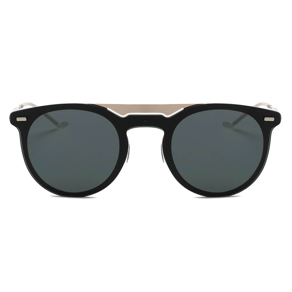 Cramilo Eyewear Sunglasses INDIO | Retro Mirrored Brow-Bar Design Circle Round Fashion Sunglasses